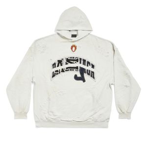 3A Skater hoodie överdimensionerad i vit blekna lockiga fleece 100% bomullsherrklassiska tröjor tröja lyxkvinna