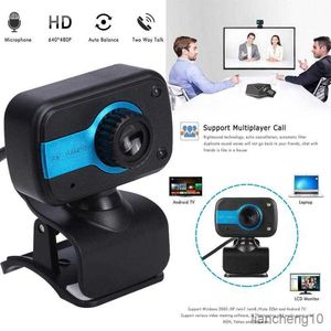 Webcams Webcam 480P Full Webcam Computer Camera Sound Absorption Microphone for Computer Notebook Laptop PC Desktop R230728