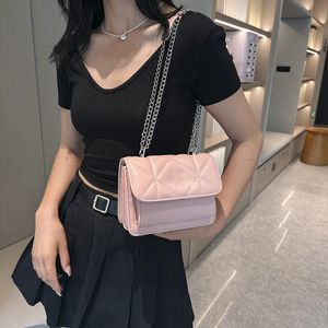 Dagspaket 2023 Sommarny Lingge Chain Women's Handväskor Fashion Versatile One Shoulder Crossbody Handhållen liten fyrkantig väska förvaringstelefonpåse