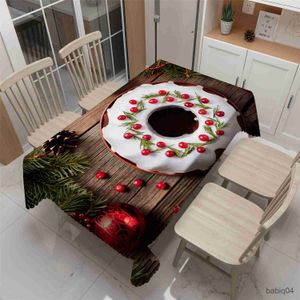 Table Cloth Delicious Christmas Birthday Party Cake Waterproof Tablecloth Household Rectangular Wedding Decoration Table Cover R230726
