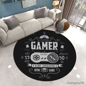 Tapetes Sala de Estar Tapete Gamer Tapete Redondo Game Console Tapetes de Quarto Meninos Tapete de Cadeira Crianças Brincar Tapete de Área de Chão Capacho de Entrada R230728