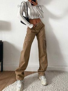 Jeans feminino Weiyao y2k bolsa de cintura alta jeans vintage Khaki roupas de rua soltas calças de artigos casuais roupas de rua oversized femininas calças retas Z230728