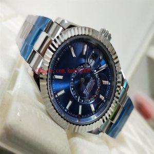 Relógios de pulso excelentes de alta qualidade Sky Dweller 326934 42MM Mostrador azul Aço inoxidável Ásia 2813 Movimento Relógio automático masculino Watc224z