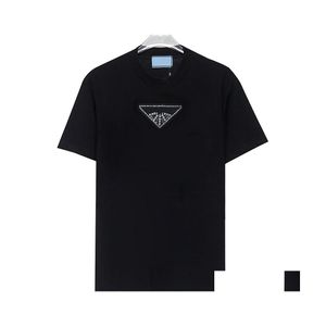 Men'S Polos Designer Triangle Pattern Tshirts For Men Casual Rhinestone Round Neck Shirts Womens Summer S Shirt Couple Loose Short S Otmfl