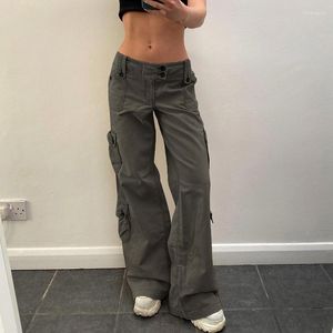 Pantaloni da donna Abiti anni '90 Jeans Y2k Baggy Vita bassa Multi tasche Abbigliamento casual Cargo Vintage Nero Streetwear Donna