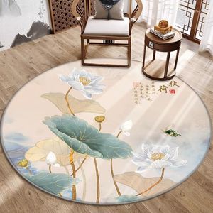 Carpets Chinese Style Carpet Round Flower Bird Living Room Bedroom Home Chair Non-Slip Mat