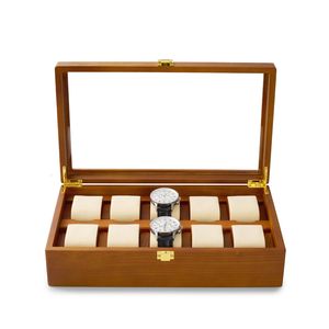 Scatole per gioielli Oirlv 10 griglie Scatola per gioielli in legno massello Scatola per orologi Custodia per orologi Custodia per orologi per uomo Donna regalos para hombre 230727