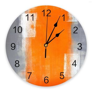 Wall Clocks Orange Gray Abstract Clock Living Room Home Decor Large Round Mute Quartz Table Bedroom Decoration Watch