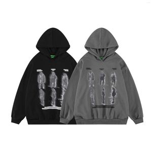 Herren Hoodies 2023 Hip Hop Hoodie Sweatshirt Streetwear Herren Shadow Graphic Print Punk Gothic Pullover Mit Kapuze Harajuku Casual Lose Baumwolle