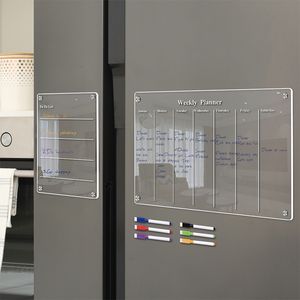 Kühlschrankmagnete, magnetisch, durchsichtiges Acryl, Kalendertafel, wiederverwendbar, Zeitplan, leicht zu löschen, mit 6 Stiften für Zuhause, Büro, Schule, 230727