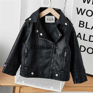 Jackor Spring Winter Jacket Girls Coat Jackets Kids Fashion Pu Leather Black Punk Jackets barn Rockar Overwear kläder 110age J230728