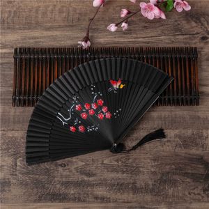 Produkte im chinesischen Stil Vintage Chinesische Klappfan Bambus Shank Blume Beauty Dance Fan Elegente weibliche Fan Home Dekoration