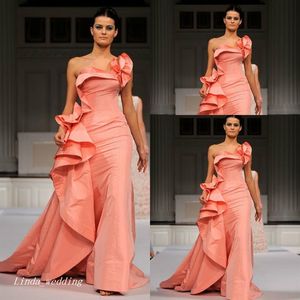 Unique Design Evening Dress Elie Saab One Shoulder Floor Length Long Taffeta Special Occasion Dress Runway Dress Prom Party Gown2312