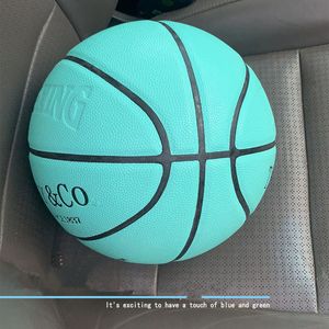 Girl's Hediye Blue Blue Basketball boyutu 5 6 7 Yetişkin Çocuk Dayanıklı Top Yıldızı PU Hediye Kutusu Eğitim Yarışması Özel Basketbol 230729