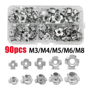 Tool Parts 90pcs Four Pronged Claws S er Nut M3 M4 M5 M6 M8 Blind Inserts Zinc Plated For Wood Furniture Rivet Fasteners 230727