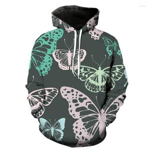 Bluzy męskie 2023 Spring 3D Butterfly Wzór zamek błyskawiczny