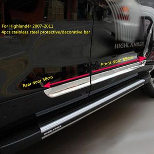 Högkvalitativ rostfritt stål 4st bilyta Sidan Dörr Protective Trim Door Decorative Sticker Guard Bar för Toyota Highlander 202629