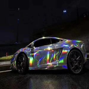 Gümüş yanardöner holografik kaleidoskop vinil film krom lazer araba sargısı folyo çıkartması kabarcık havası release245s