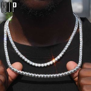 Corrente de Tênis Hip Hop 1 Linha 4 Pontas Pedra Aaa 3456mm Bling Iced Out Colar de Zircão Cúbico Banhado a Ouro para Jóias Masculinas