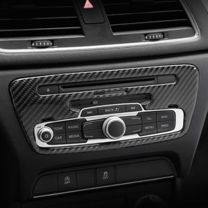 Console in fibra di carbonio Pannello CD Decorazione Copertura Trim Cornice di controllo del condizionatore d'aria Adesivo per Audi Q3 2013-2018193w