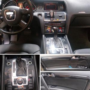 För Audi Q7 2005-2019 Interiörens centrala kontrollpaneldörrhandtag 3D 5D kolfiberklistermärken dekaler bilstyling Accessorie218R