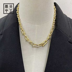 Дизайнерский бренд Luoyang Jewelry Cold Wind Tiffays Микроин инкрустанный U-образный ожерелье INS in Qianxi Edition Верхний этаж ту же тяжелую промышленность аксессуаров