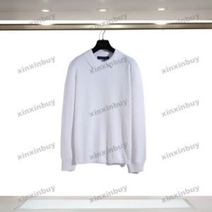 xinxinbuy erkek kadın tasarımcı sweatshirt kapüşonlu ekose mektup jacquard kazak mavi siyah beyaz s-2xl