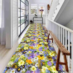 Dywany kwiaty Plant Balkon Area Dywan do Kuchenki Dziecięce Dywaniki Crawling Play Mat Dywan korytarza do domu R230728