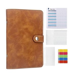 Present Wrap 28st A6 PU Leather Notebook Binder Set 6 ringbudgetbindemedel med blixtlåsväskor täcker arrangör för budgetering302p