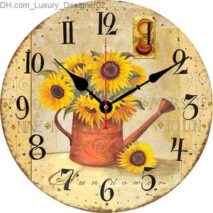 Väggklockor Spring 3D Sunflower Wall Clock 16 tum Batteridriven Summer Yellow Flower Design Non Ticking Silent Circular Desktop Clock Z230728