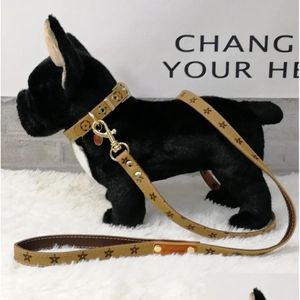 Dog Collars Leashes Quality Hand Holdings Rope Presbyopic Mticolor Leather Pet Collar Traction Hands Holding Suit Supplies Drop De Dhpwb