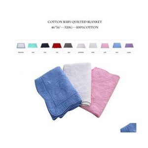 Одеяла оптовые бланки для семейной реликвии детские стеганые одеяла хлопок младенец стеганые темно -синие белые рюши