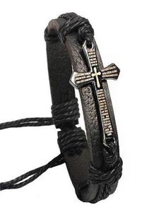Promotion Bible Charm Braided Bracelet Urban Jewelry Handmade Black Genuine Leather Adjustable Wristband Retro Jewelry Wholesale9575733