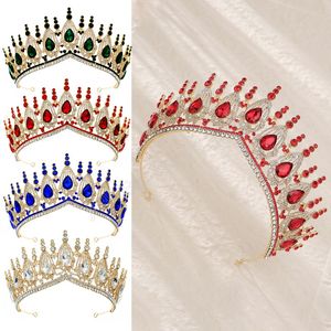 Kobiety księżniczka czerwona zielony niebieski kryształ tiara crown queen quinestone tiara ślubna ubiór włosów Akcesoria biżuterii