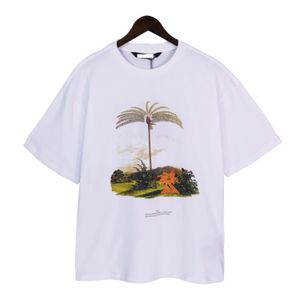 Cotton short-sleeved men's summer round neck T-shirt tree print pattern trend fashion casual couple Joker T-shirt