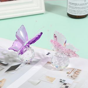 Decorative Objects Figurines Crystal Butterfly Figurine Animal Ornaments Crafts Glass Paperweight Home Wedding Decoration Miniature Souvenir Gifts 230728