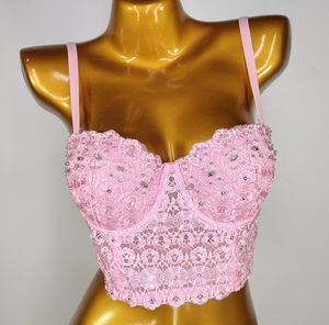 Zbiorniki damskie Cami Summer Sexy vneck błyszczące diamenty haft haft perłowy tancerz impreza nocna klub wieczór kamizelka camis kamizelka biała czarny róż 230728