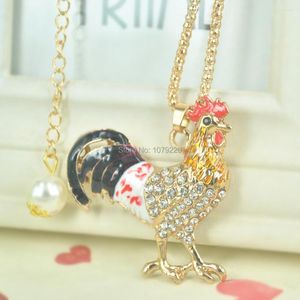 Pendant Necklaces Rooster Bead Sweater Necklace Women Jewelry Crystal Long Pendants Rhinestone Chain Christmars Valentine's Days Gift