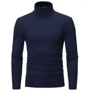 Herr t-skjortor 2023 Autumn Winter High Collar Design Simple Solid Color Long Sleeve T-shirt