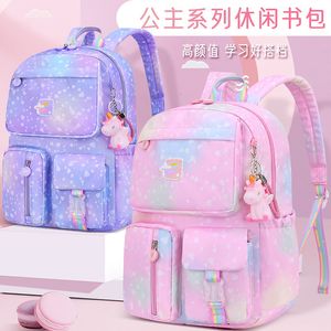 Lightweight Waterproof Princess Backpack with Small Unicorn Doll for Girls