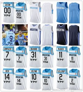 Camisas de basquete da Argentina 2023 7 Facundo Campazzo 31 Bolmaro 14 Deck 11 Vildoza 10 Delfino 2 Fjellerup 8 Laprovittola Brussino Delia Pablo Vaulet Garino Gallizzi