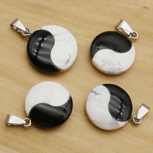 Anhänger Halsketten Fünf Elemente Yin Yang Tai Chi Acht Hängende Halskette Weißer Kiefer Obsidian Modeschmuck Zubehör Großhandel 2 Teile/los