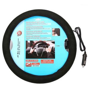 Universal Car Heated Steering Wheel Cover 12V Car Lighter Charger Auto Black Steering Wheel Protector Cover Interior Supplies1281v