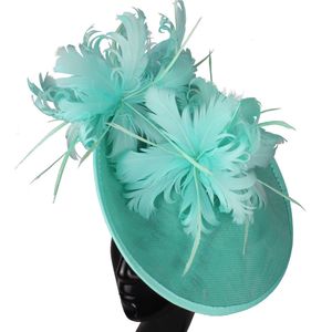 Stingy Brim Hats 2023 Fashion Cocktail Party Hat Womens Sinamay Fascinator Wedding Church Feather Floral Hair Band 230729