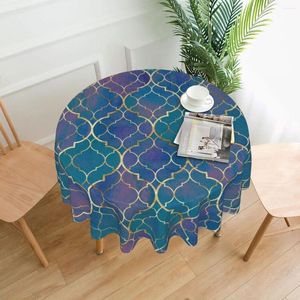 テーブルクロス水彩幾何学モロッコラウンドポリエステルキッチンテーブルクロス装飾エレガントな生地カバー
