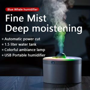 1pc USB Whale Smart Humidifier, Efficient And Energy-saving, Seven-color Lights, Air Aromatherapy Machine, Small Desktop 1.5L Large Capacity, Suitable For Home And Office