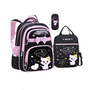 Backpacks Korean Primary PU Leather School Bag Fashion Girls Orthopedic Schoolbag With Cute Cat Backpack Mochila 230729