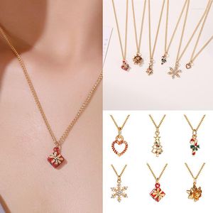 Anhänger Halsketten Personalisierte Weihnachtsserie Halskette Herz Baum Süßigkeiten Zirkon Schneeflocke Geschenkbox Schmuck Halsband