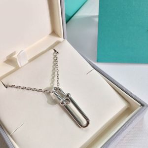 2023 lovely cute pendant Necklaces long silver thin stainless steel chain two joint u balls rings design Women necklace with dust bag and box