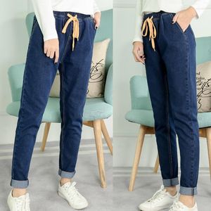 Jeans Feminino Drand Alta Qualidade Moda Venda Direta Cintura Elástica Harém Calças Slim Fit Denim Tamanho Grande XL-8XL Senhoras Longo Casua